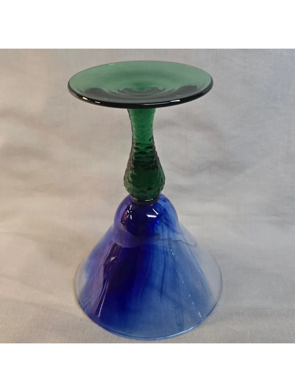 Vtg Libbey Marbelique Martini Glass Cobalt Blue Swirl Emerald Green Stem 6.5